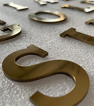 stainless steel silver lettering